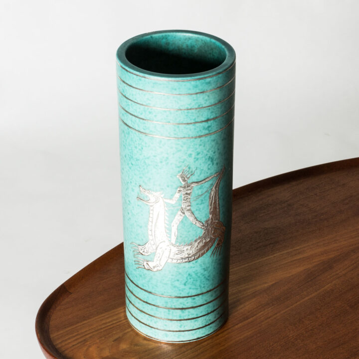 ヴィルヘルム・コーゲ / Wilhelm Kage「Vase」 Wilhelm Kåge, Gustavsberg | Large Argenta vase with fish